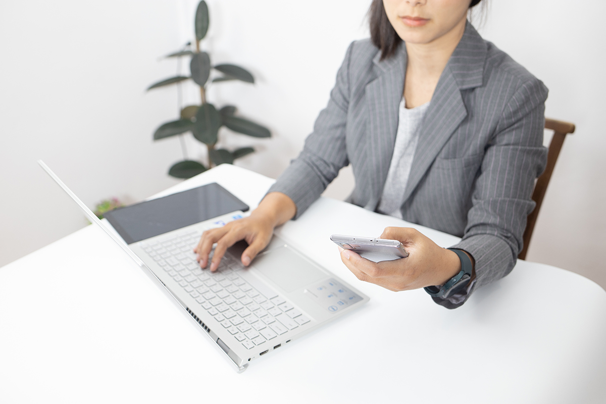 woman working at her desk