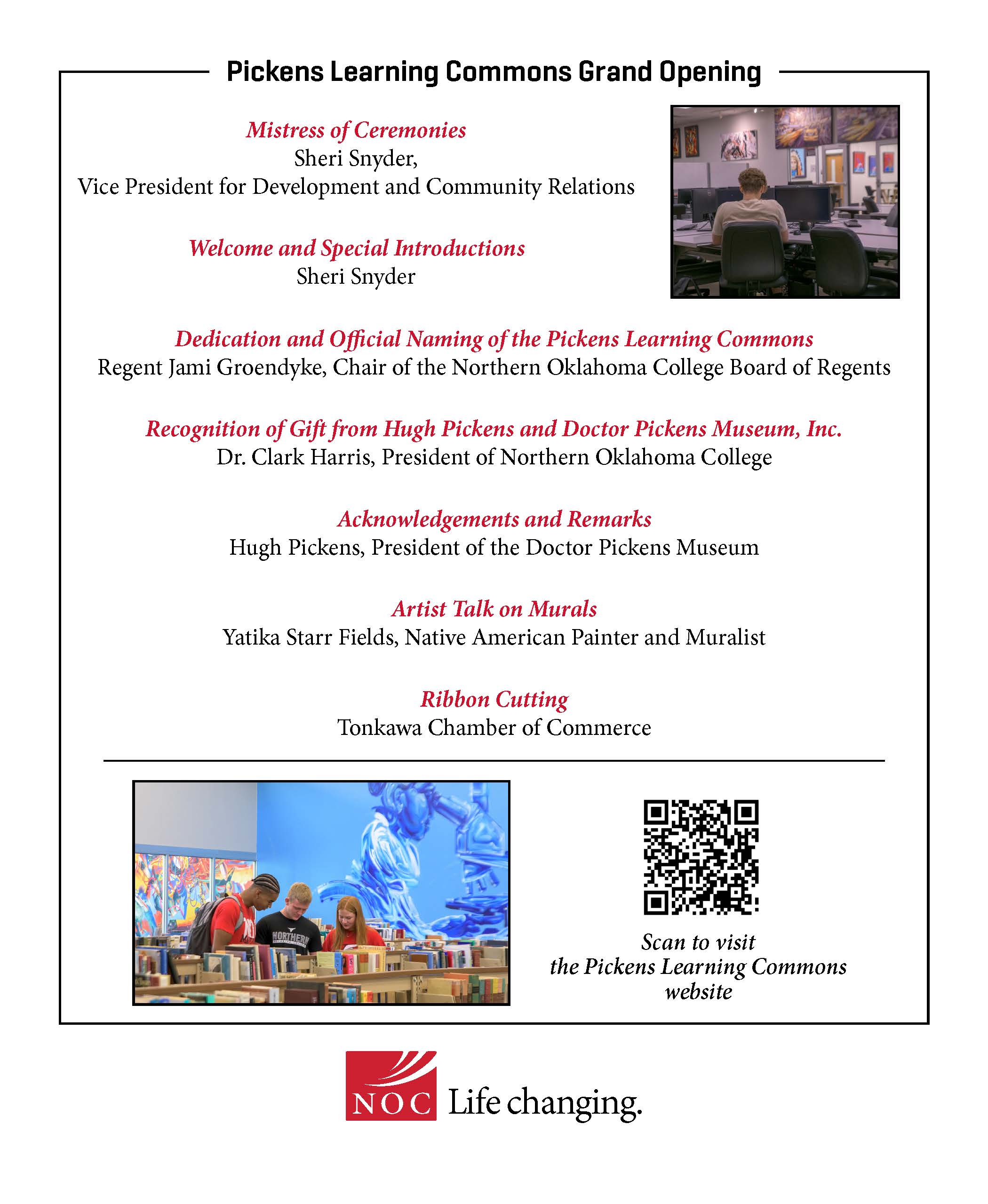 Pickens Grand Open Program Card_Page_2 Pickens Learning Commons Grand Opening