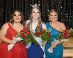 Miss NOC 1st Runner Up Regan Clapper, Miss NOC Kira Pendleton, Miss NOC 2nd Runner Up Kennedy Brown.  (photo by John Pickard/Northern Oklahoma College)