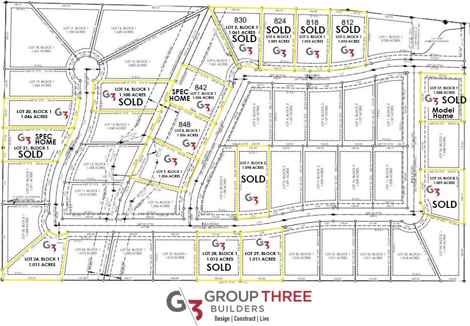 Group Three Builders Austin Texas best custom home builders Eric Robinson Seth Robinson home builders Plat Map_ Salado Lots 11.2022_Group Three Builders