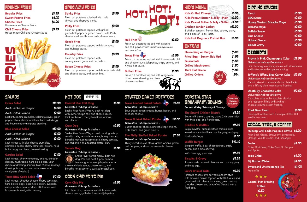 Menu Hubcap Grill Galveston