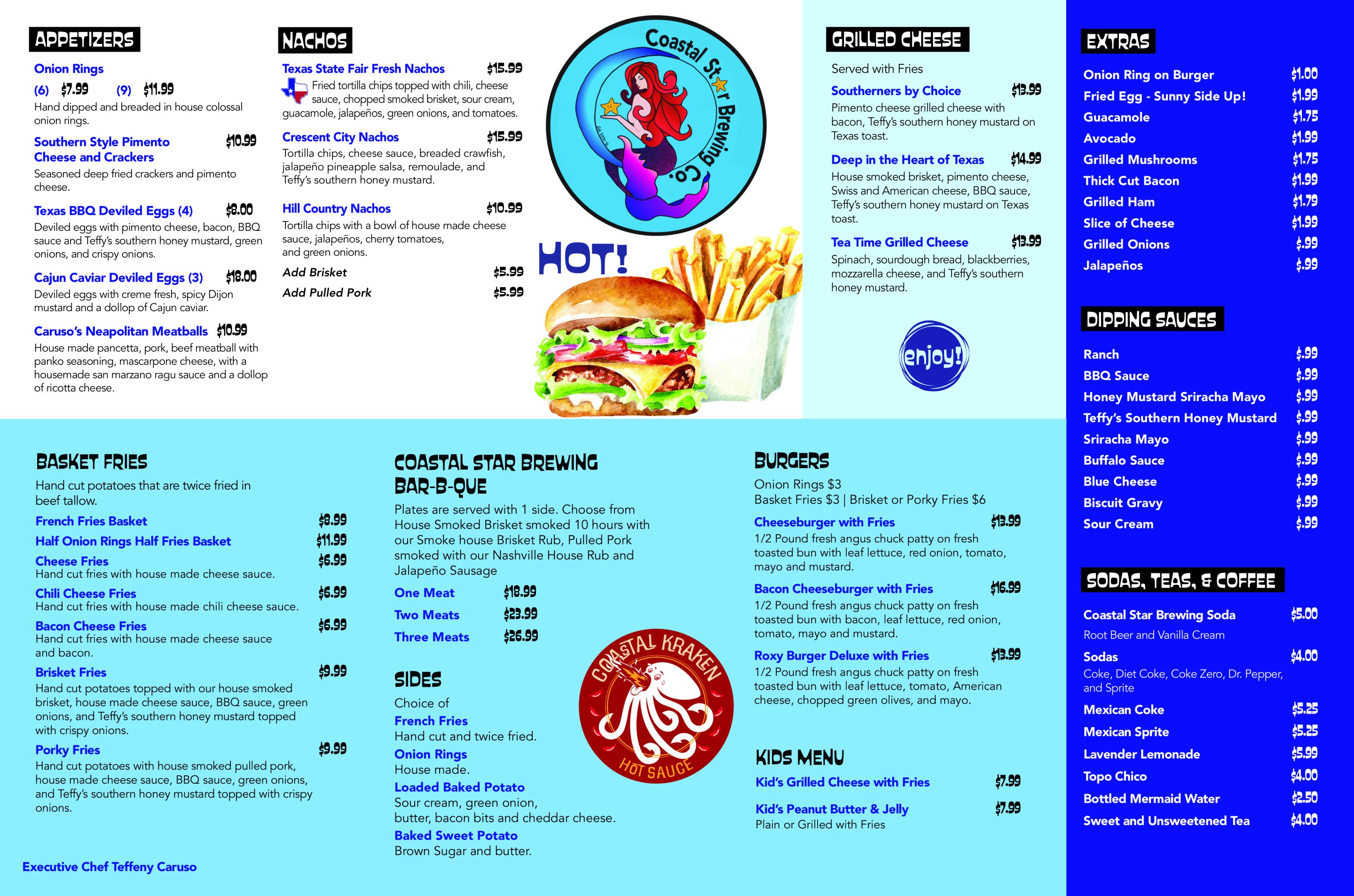 2025 Coastal Star Brewing Company Menu Back
